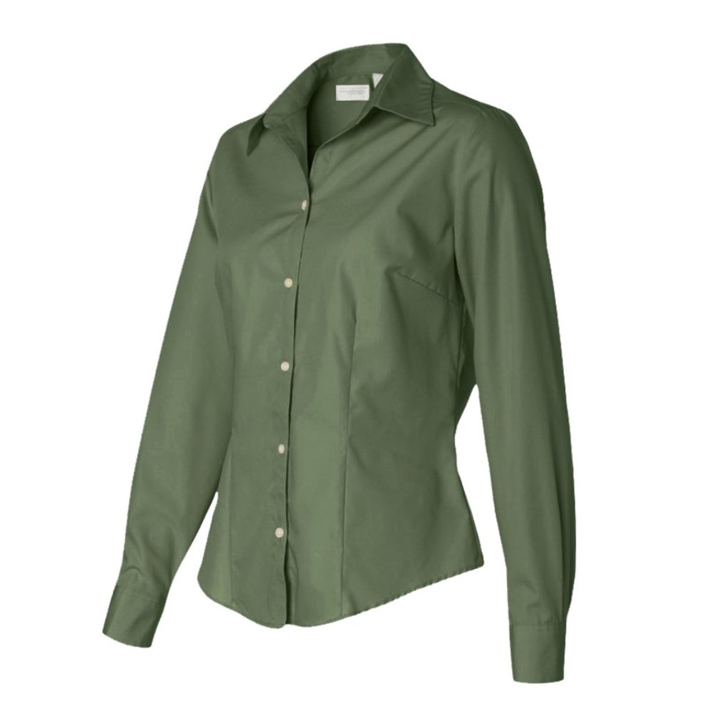 Van Heusen For Her ~ Silky Poplin Button Down Shirt Women's
